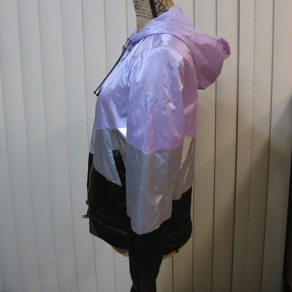 NWT Express purple black silver windbreaker jacket hoodie XS extra small - Picture 2 of 4